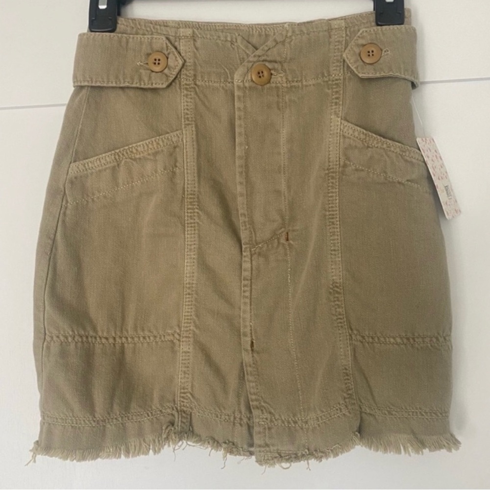 Free People high rise raw hem utility skirt size 8